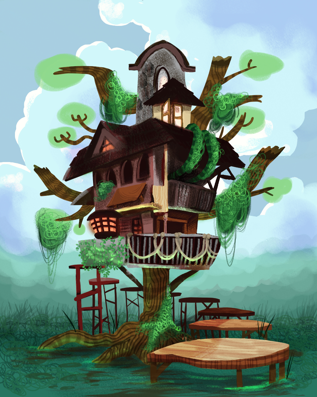 Swamp house illustration